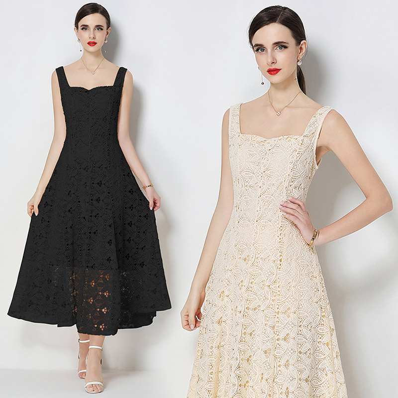 RY4252# 2026重工水溶蕾丝连衣裙