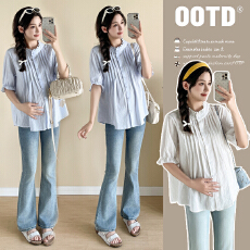 孕妇2026夏季温柔系宽松气质衬衫显瘦时尚娃娃领上衣