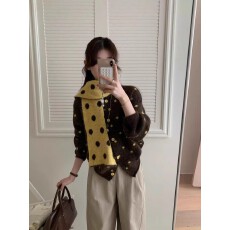 批发配围巾 韩系百搭宽松软糯慵懒保暖圆领波点毛衣女冬季宽松潮上衣