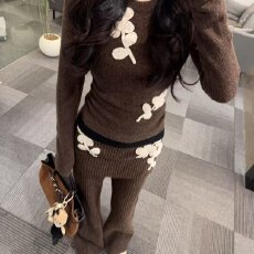 批发韩系慵懒风氛围感洋气减龄两件套女2026<b class='q'>秋</b>季新款大码胖mm针织套装