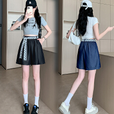 批发实拍夏款大码女装天丝牛仔五分<b class='q'>短裙</b>裤胖MM宽松阔腿韩版牛仔热裤