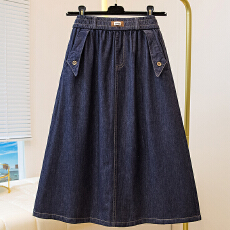 批发实拍大码女装2026复古a字<b class='q'>牛仔</b>半身裙高腰显瘦百搭中长款裙