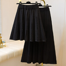 批发实拍大码女装秋季款胖妹妹百搭显瘦舒适A字针织半身裙胖mm瘦