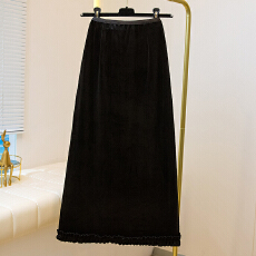 批发实拍大码女装秋款弹力休闲半身长群高腰显瘦针织长裙