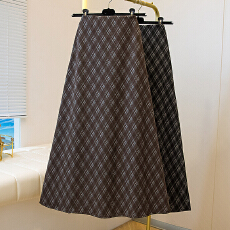 批发实拍大码女装2025秋款弹力休闲半身长群高腰显瘦弹力长裙