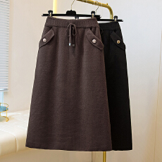 批发实拍大码女装2025秋冬季新款上新高腰弹力显瘦针织半身裙