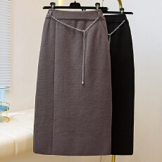 批发实拍大码女装2025秋冬季新款上新高腰弹力显瘦针织半身裙