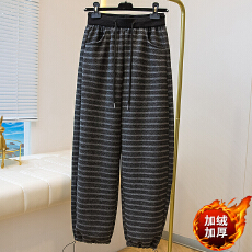 批发加绒加厚复古美拉德灯芯绒阔腿裤女<b class='q'>秋</b>冬高腰显瘦配腰带九分直筒裤