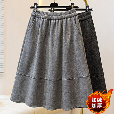 批发实拍大码女装2025复古休闲风纯色针织半身裙收身显瘦