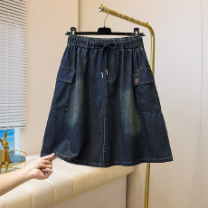 批发2026春季新款大码女<b class='q'>装</b>复古a字牛仔半身裙高腰显瘦百搭裙女