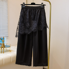 批发2026春季蕾丝屁帘空气棉微喇裤女高腰弹力垂感显瘦直筒喇叭裤