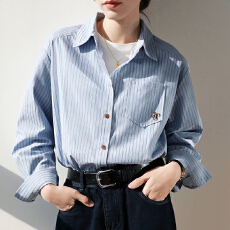 批发实拍2026春秋高级感条纹衬衫女设计感小众OL<b class='q'>职业</b>通勤叠穿长袖衬衣