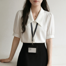 批发实拍2026白色雪纺短袖<b class='q'>衬衫</b>女士夏季<b class='q'>职业</b>穿搭上衣正装教师面试<b class='q'>衬衣</b>