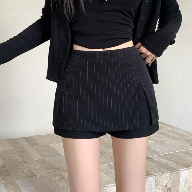 FA37115# 复古辣妹A字短裤裙秋冬开叉高腰百搭包臀半身裙裤裙 服裝批發女裝批發服飾貨源