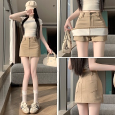 批发实拍美式复古辣妹弹力裤裙2026春夏高腰防走光A字半身裙<b class='q'>包臀</b>裙