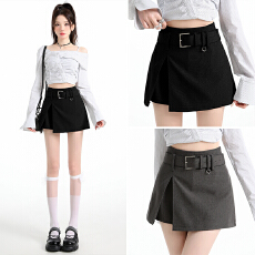 批发实拍复古辣妹A字包臀短裙2026春夏开叉高腰<b class='q'>百搭</b>包臀半身裙裤裙