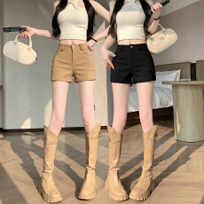 批发实拍美式复古弹力短<b class='q'>裤</b>女2026春夏高腰<b class='q'>修身</b>辣妹紧身a字包臀热<b class='q'>裤</b>