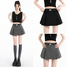 批发实拍甜酷辣妹西装百褶短裙2026年春夏高腰百搭包臀A字半身裙裤裙