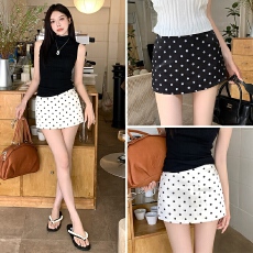 批发实拍复古温柔风缎面波点半身裙女2026夏新款显瘦气质包臀短裙<b class='q'>裤</b>裙