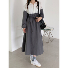 批发有货 实拍 <b class='q'>韩国</b>ins博主款小个子polo领休闲风拼色长袖连衣裙