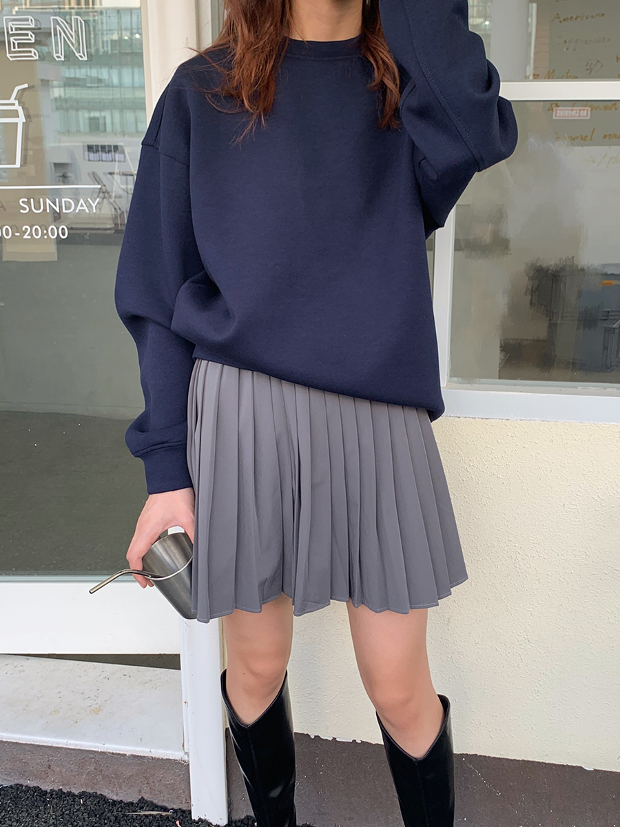 재고 있음 실사 단색 미니멀리즘 프로필 모양 라운드 넥 후드티 느긋한 바람 루즈핏 bf 풀오버 중간 길이 맨위 여성