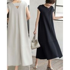 批发有货 日韩纯色宽松休闲百搭<b class='q'>连衣裙</b>女夏