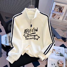 批发显瘦薄款卫衣2026新款秋中大童半拉链宽松上衣百搭炸街潮外贸<b class='q'>韩版</b>