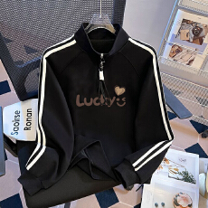 批发显瘦薄款卫衣2026新款秋中大童半拉链宽松上衣百搭炸街潮外贸<b class='q'>韩版</b>