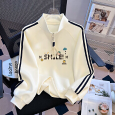 批发显瘦薄款卫衣2026新款秋中大童半拉链宽松上衣百搭炸街潮外贸<b class='q'>韩版</b>