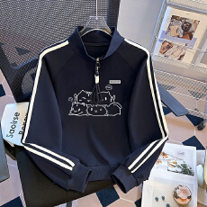 批发显瘦薄款卫衣2026新款秋中大童半拉链宽松上衣百搭炸街潮外贸<b class='q'>韩版</b>