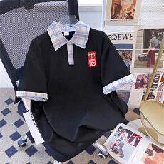 批发<b class='q'>实拍</b>后包领 220g纯棉夏季POLO衫短袖T恤<b class='q'>大码</b>女한국판