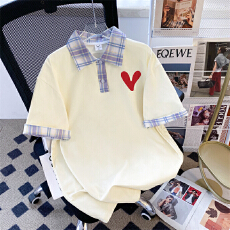 批发<b class='q'>实拍</b>后包领 220g纯棉夏季POLO衫短袖T恤<b class='q'>大码</b>女한국판