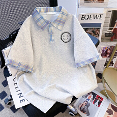 批发<b class='q'>实拍</b>后包领 220g纯棉夏季POLO衫短袖T恤<b class='q'>大码</b>女한국판