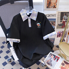 批发<b class='q'>实拍</b>后包领 220g纯棉夏季POLO衫短袖T恤<b class='q'>大码</b>女한국판