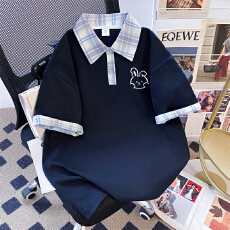 批发<b class='q'>实拍</b>后包领 220g纯棉夏季POLO衫短袖T恤<b class='q'>大码</b>女한국판