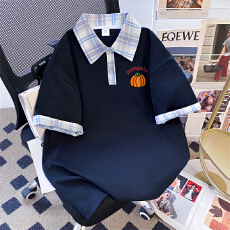 实拍后包领 220g纯棉夏季POLO衫短袖T恤大码女한국판