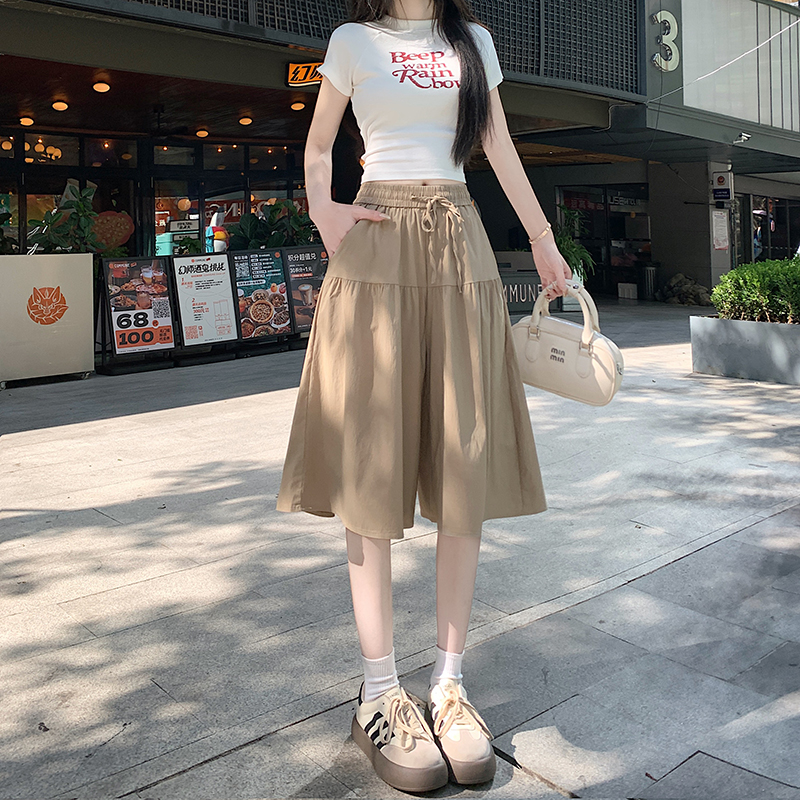 FA37110# 夏季新款时尚高腰百搭休闲阔腿裤修身显瘦 服裝批發女裝批發服飾貨源