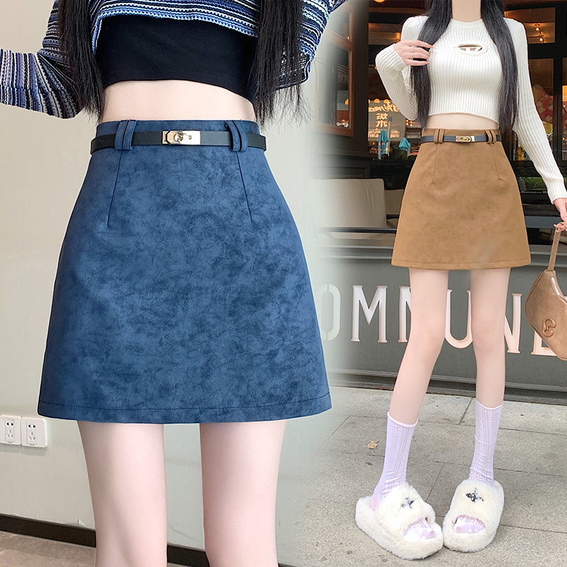 FA37111# 秋冬新款时尚百搭高腰修身简约小皮裙 服裝批發女裝批發服飾貨源