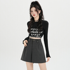 批发<b class='q'>实拍</b>秋冬新款时尚百搭高腰a字毛呢阔腿<b class='q'>裤</b><b class='q'>修身</b>显瘦