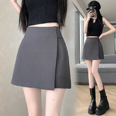 批发实拍春夏新款时尚百搭高腰a字不规则<b class='q'>半身裙</b>西装面料<b class='q'>职业</b>裙