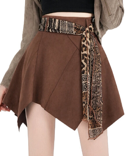 실사 가을 겨울 새로운 패션 다용도 하이웨이스트 불규칙 사슴 캐시미어 반신 스커트