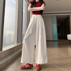 批发实拍2026春夏时尚新款休闲直筒显瘦<b class='q'>高腰</b>九分阔腿裤