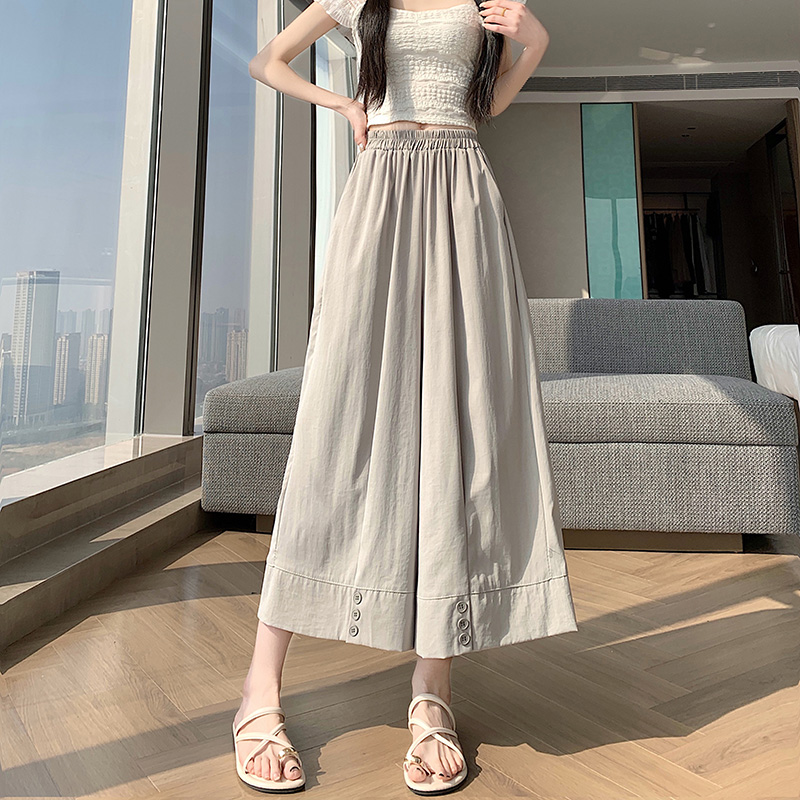 RY3946# 实拍2026夏季新款休闲高腰显瘦休闲裤百搭宽松八分阔腿裤