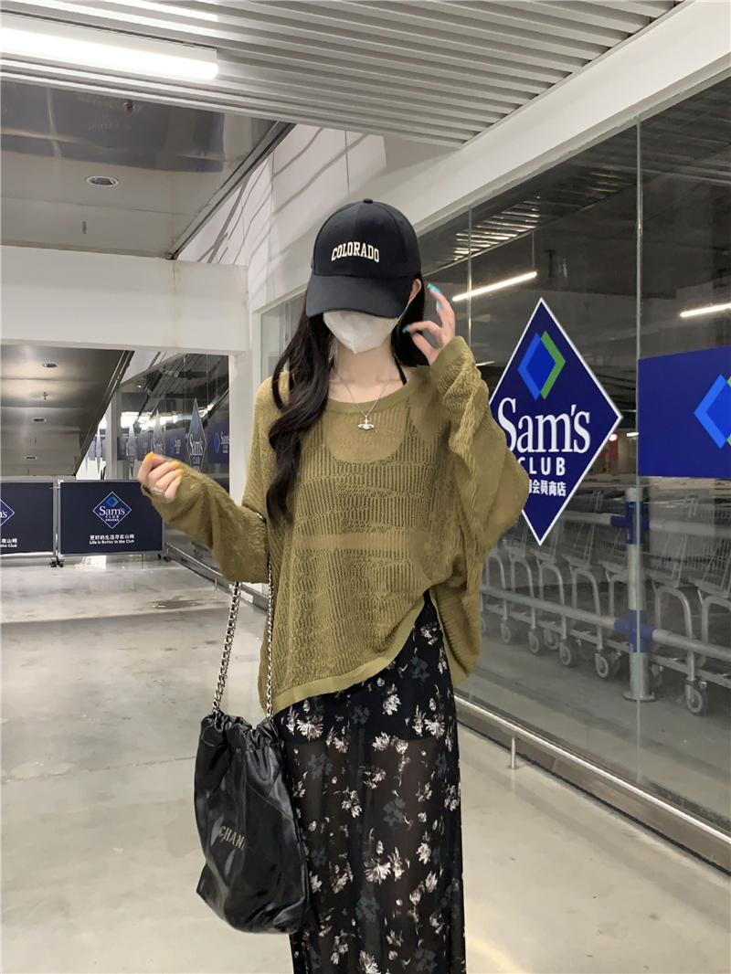 FA33789# 夏装一整套复古镂空防晒透气长袖罩衫碎花半身裙两件套女 服裝批發女裝批發服飾貨源