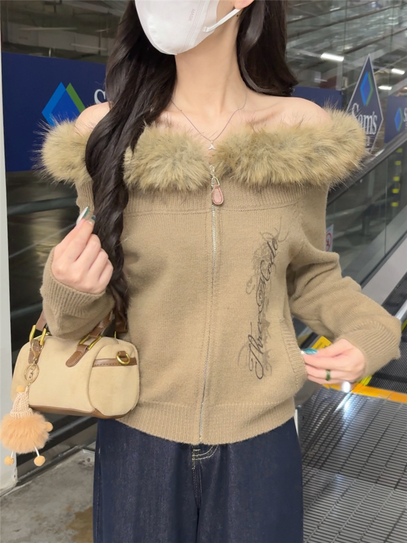 Shot One-Shoulder Sweater for Women, Vintage American Rockabilly Style Top, Knitted Cardigan Dress