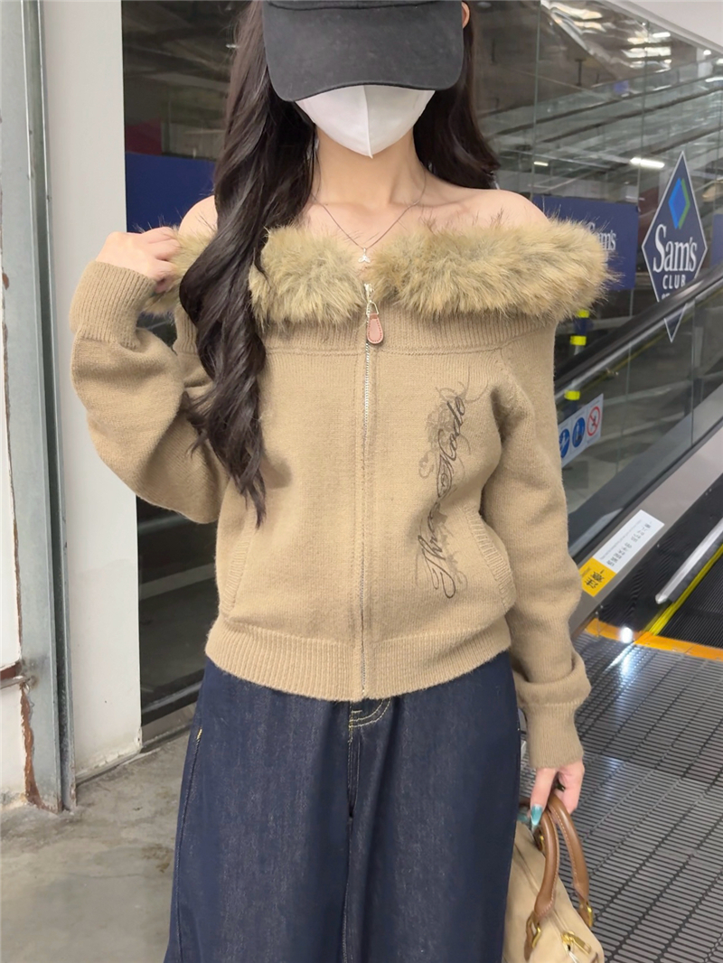 Shot One-Shoulder Sweater for Women, Vintage American Rockabilly Style Top, Knitted Cardigan Dress