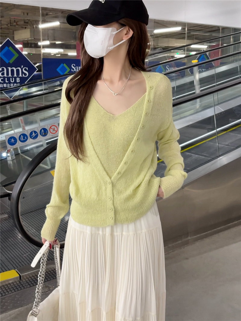 BY36313# 春季新款早春仙仙马海毛柔柔粉色针织开衫 服裝批發女裝批發服飾貨源