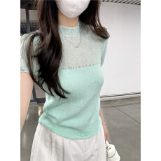 批发实价实拍-羊毛元气少女针织衫短袖上衣