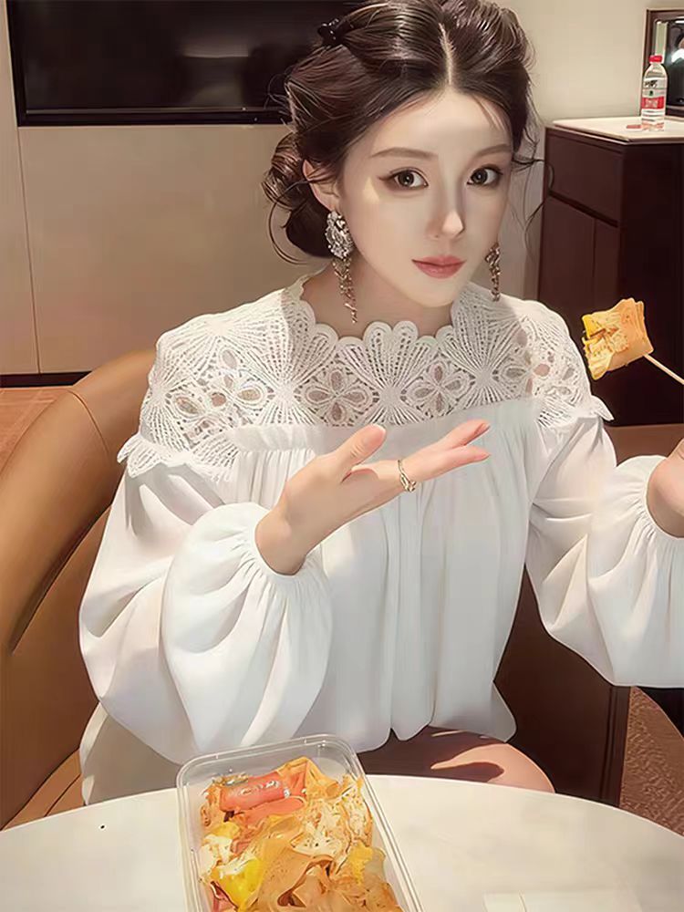 화이트 여성 셔츠 고급 센스 빛 럭셔리 연령 감소 외국 가스 한 부서 디자인 센스 작은 대중 고유 한 아름다운 그레이트 봐. 의류