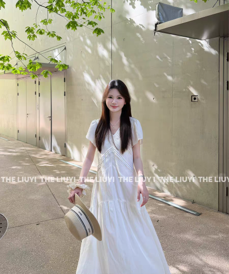 무거운 작업 명중 Pleat 허리 수축 슬림해 보이는 드레스